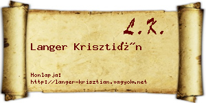 Langer Krisztián névjegykártya