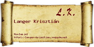 Langer Krisztián névjegykártya